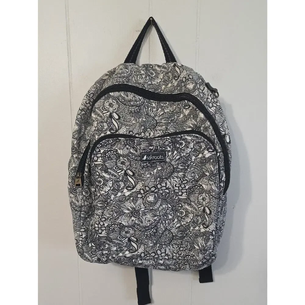 Sakroots Artist Circle Medium Black/White Spirit Desert Print Colorable Backpack
